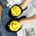 Different sizes black mink fur slippers